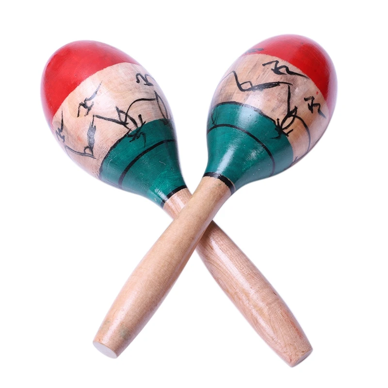 1 Pair Wooden Maracas Durable Large 25Cm Musical Educational Instrument Toy For Children Kids Maraca