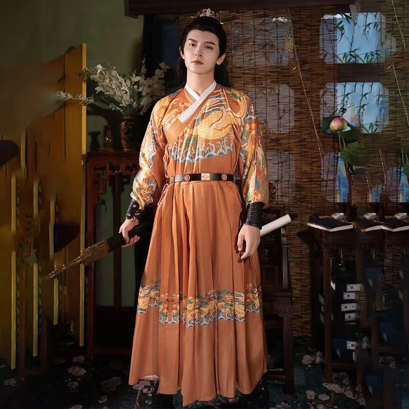 Hanfu jubah Python asli pakaian tradisional Tiongkok musim gugur musim dingin Royal penjaga Taoist jubah pria wanita kostum Cosplay modis