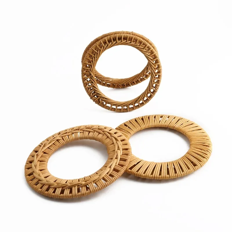 2/4/6/10 قطعة 9 سنتيمتر حقيبة من القماش المستديرة الطبيعية الروطان سوار إكسسوارات حقيبة يد الديكور مقبض DIY بها بنفسك الخياطة اكسسوارات #3