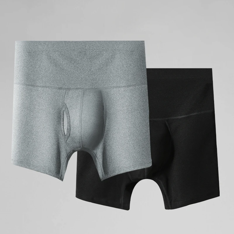 2PCSMen's underwear: High-waisted, curvaceous, thickened, anti-chafing, waist-protecting, warm, fleece, thickened, sports briefs
