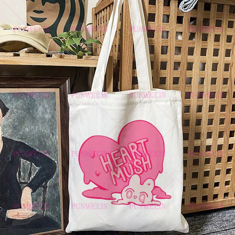 Aesthetic Cute Cartoon rabbit Print Harajuku Y2K Women Streetwear Canvas Bag Casual Bag Vintage chic Shopping Shoulder Handbag