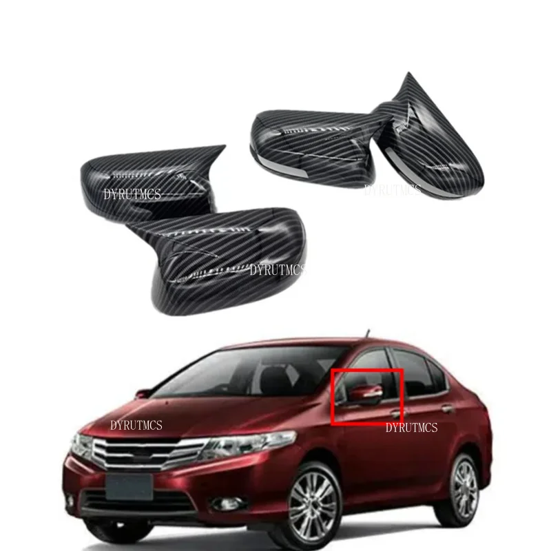 

Car Rearview Side Mirror Cover For Honda City 2009-2013 Wing Cap Outer Door Back View Case Trim Sticker Carbon Fiber Look ABS