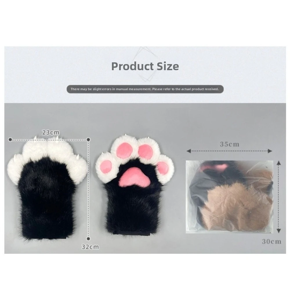 New Cartoon Animal Fursuit Paw Gloves with Nails Faux Fur Fursuit Claw Mittens Fluffy Handmade Furry Gloves Gifts - view 6