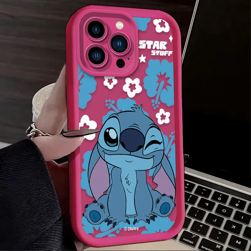 Disney Cartoon Stitch Phone Case For iPhone 16 16E 15 14 13 12 11 Pro Max X XS X S Max XR SE 2020 SE4 7 8 Shockproof Back Cover - náhled 3