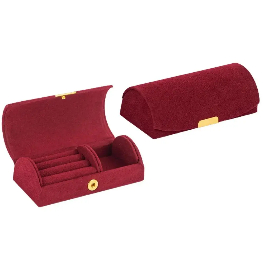 Flannel Jewelry Storage Box Soft Lining Portable Ring Organizer Box Compartment Interior Snap Closure Earring Storage Box