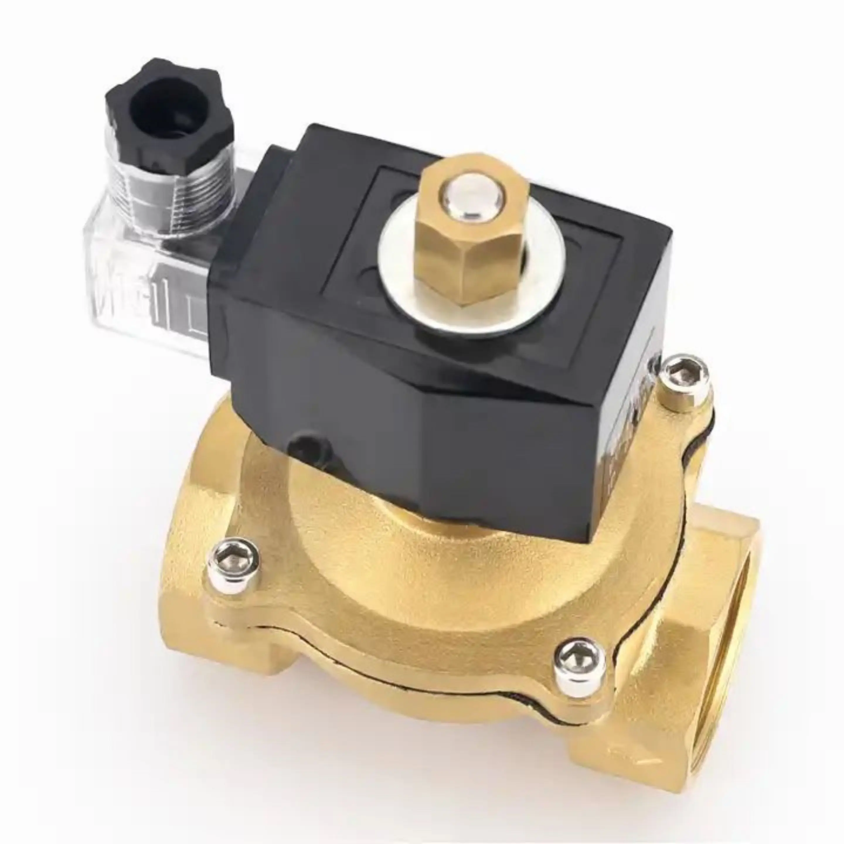 1/4 inch Brass Normally Open Solenoid Valve 220V 12V 24V Direct Acting Waterproof Solenoid Valve with LED Light