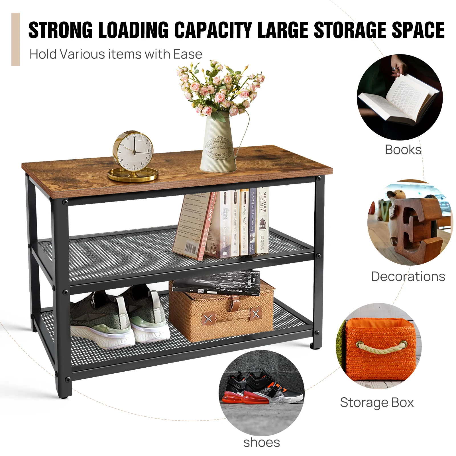 EFAN Shoe Storage Shoe Rack 3 Tier Shoe Storage Cabinet Shoe Rack Small Storage Benches Cupboard for Hallway Bedroom Living Room