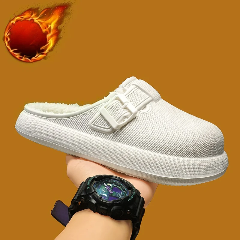 شباشب قطنية شتوية شهيرة للجنسين من القطيفة للاستخدام الداخلي، نصف شباشب على طراز الزوجين