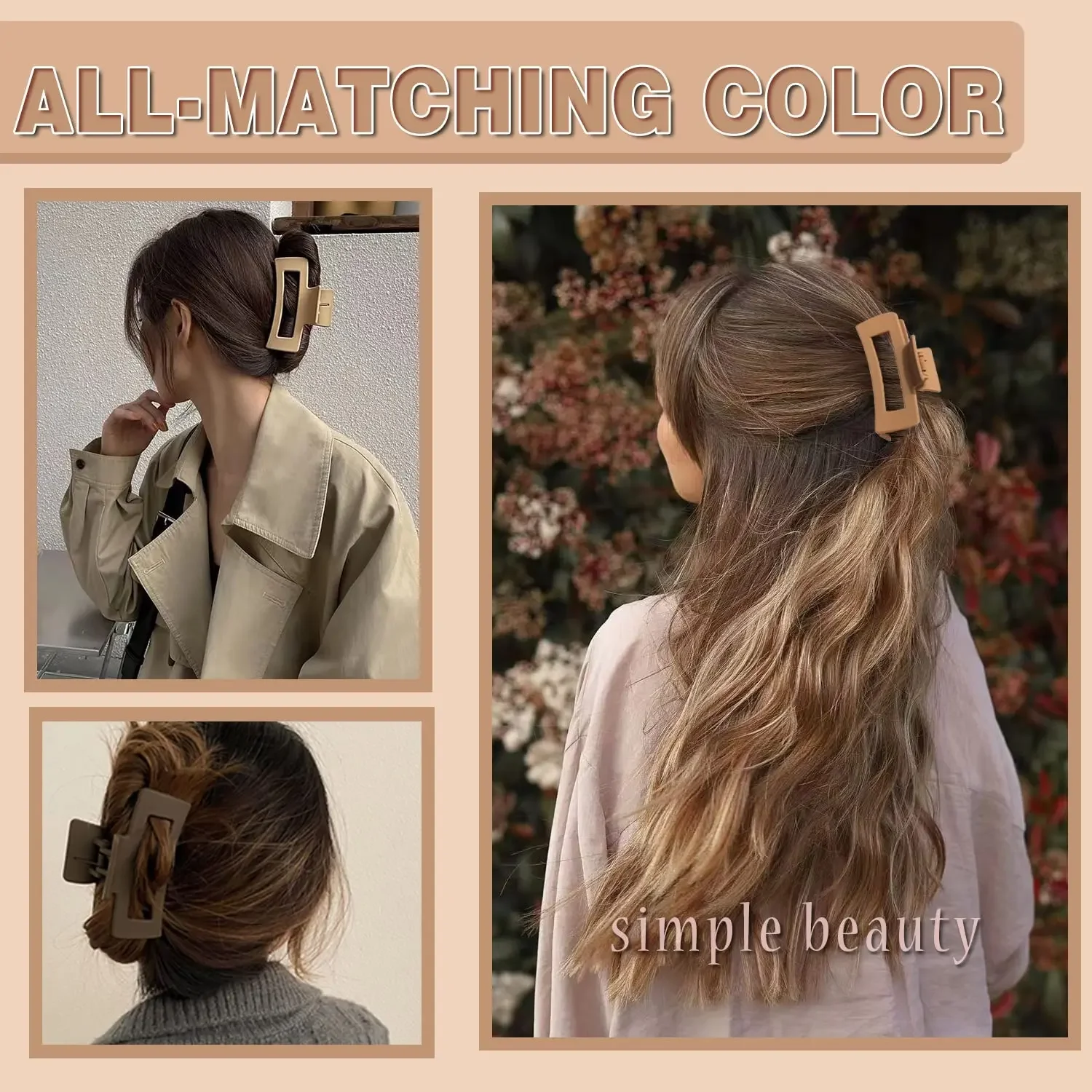 Simple Frosted Shark Hair Claws Candy Color No Slip Large Square Cross Shaped Jaw Clip For Women Girls Thin Thick Long Hair image 5