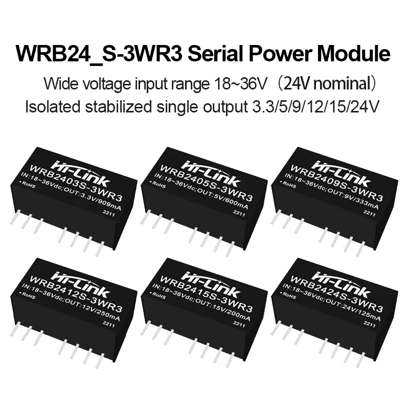 Hi-Link 100% Original DC-DC Isolated Power Supply Modules WRB2405S-3WR3 WRB2403S/05S/09S/12S/15S/24S-3WR3