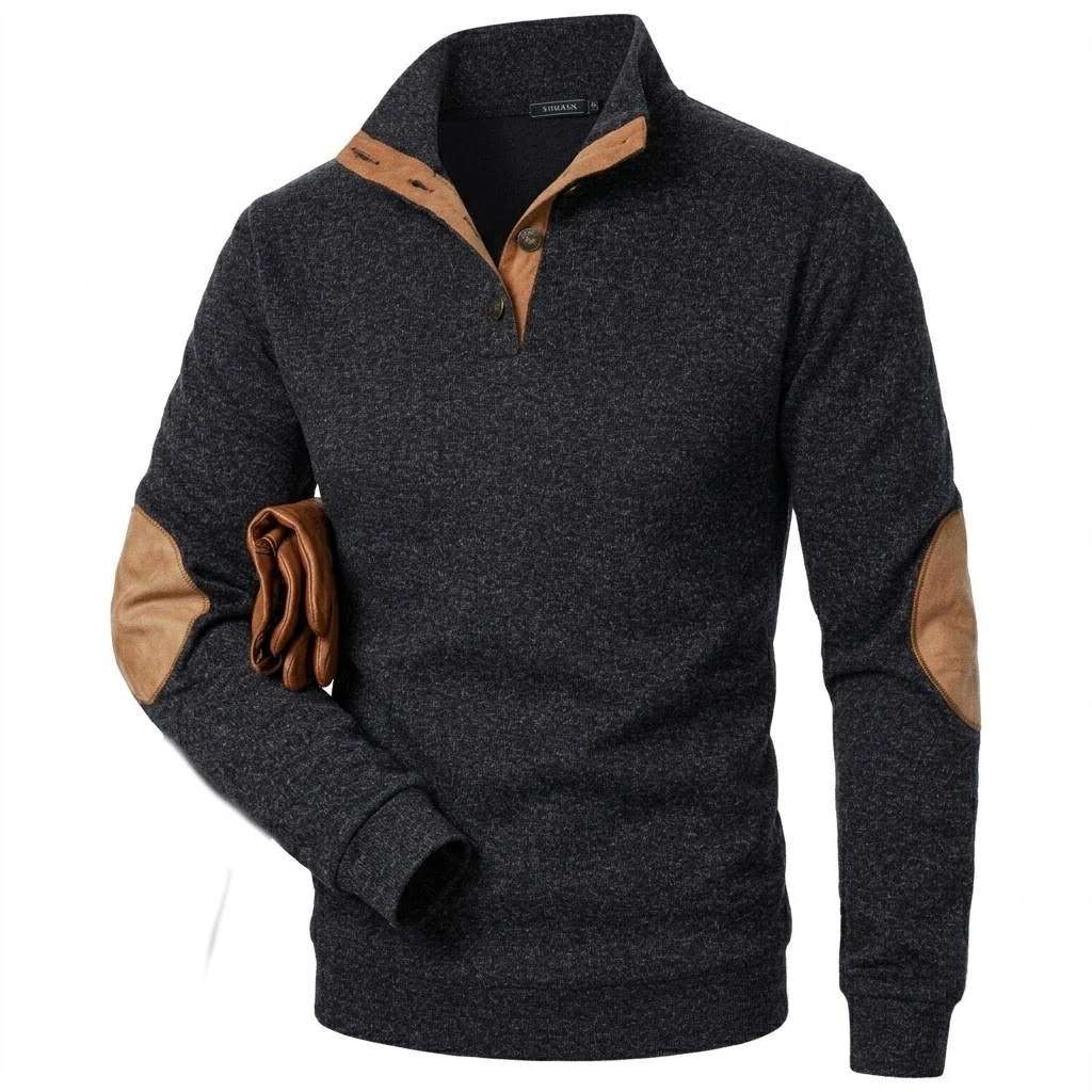 Autumn Mens Long Sleeve Stand Collar Pullover Sweatshirt Men's Hoodie Coats Man Luxury Button Quarter Sweater Gym Man Streetwear