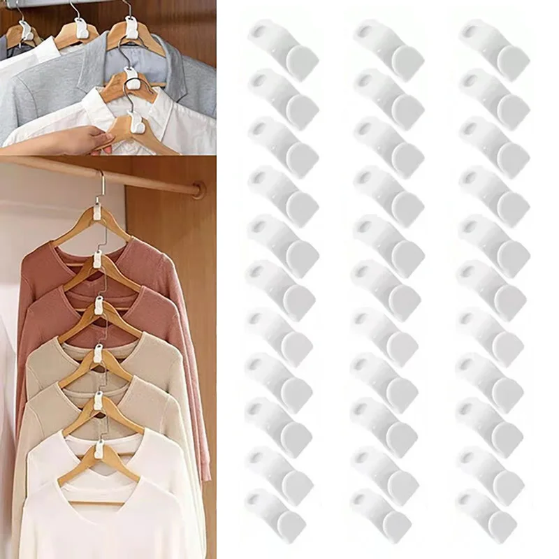 

30pcs/10pcs Multi-function Wardrobe Space-saving Stack Hanger Hook Coat Hook Plastic Closet Stack Hanger Rack Bedroom Organizer