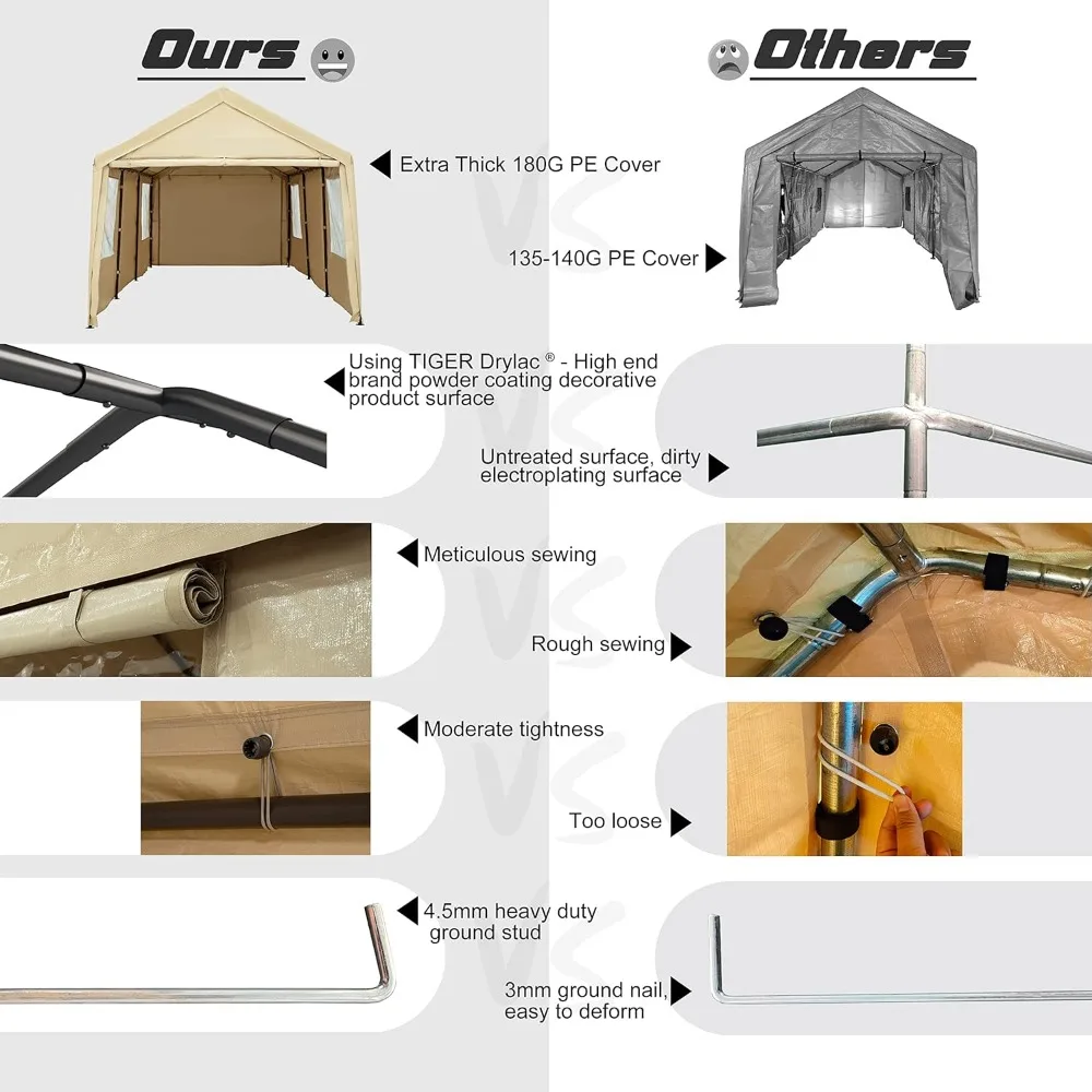 Dosel de tienda de campaña para coche de alta resistencia con paredes laterales y puertas extraíbles, Puerto portátil para coche, refugio de garaje para barco, fiesta, Camping al aire libre