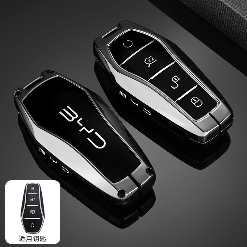 Schlüsselhülle für BYD Song Plus Atto 3 Han EV Tang DM Qin Seal Dolphin Metall-Fernbedienungshalter Schlüsselanhänger Auto-Zubehör Hochwertig