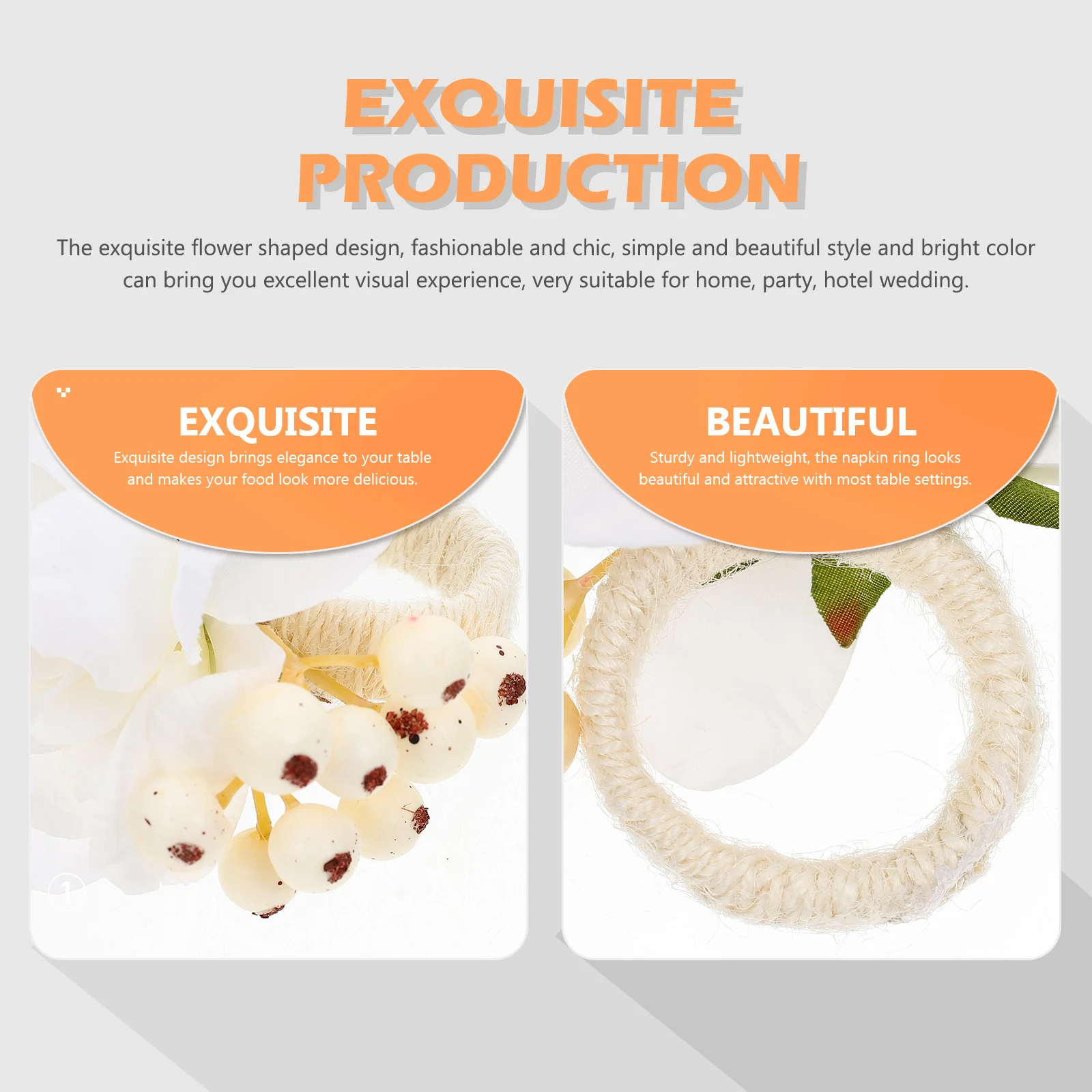 

6 Pcs Napkin Ring Set Decorative Holders Plastic Faux Flowers Floral Clasp Wedding Dinner Party Table Settings