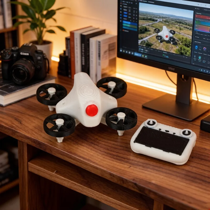 2026 NEW Realistic Miniature Drone with Remote Controller 1:12 Scale Dollhouse Decoration Desktop Ornament, Artistic Photo Props