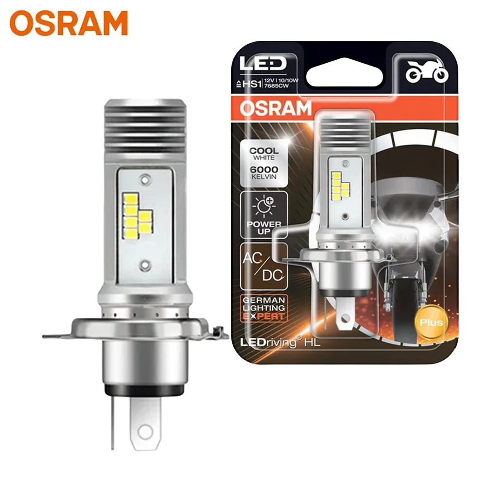 Osram HS1 LED Motorcycle Bike Head Light LEDriving Plus 10/10W 12V PX43T AC/DC 6000K Cool White Power Motor Bulb 7685CW, 1 PCS