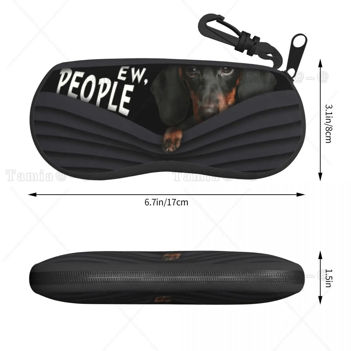 Funny Dachshund Sunglasses Soft Case Neoprene Zipper Wiener Badger Dog Shell Eyeglass Case Custom Protective Box For Glasses