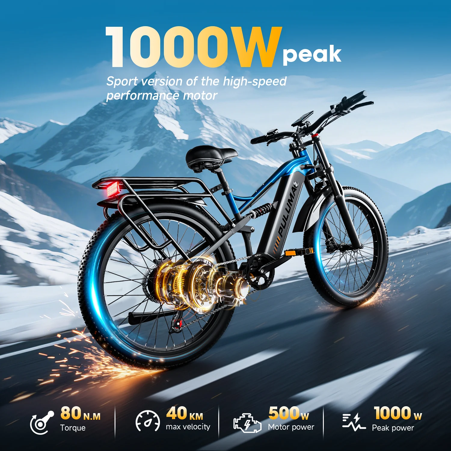 Bicicleta eléctrica PULUMA PE86 original – ¡directamente de fábrica! Motor de 500 W, batería Samsung de 20 Ah de larga duración, 7
