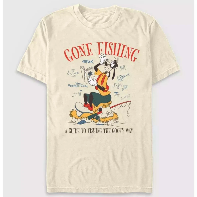 

Disney Street Mickey Mouse Гуфи Чехол для рыбалки с принтом Модная футболка из хлопка с коротким рукавом Повседневная футболка с круглым вырезом Подарок для папы Свободный топ