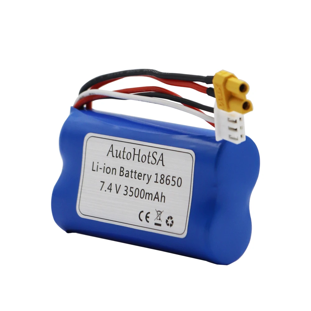 Akumulator litowo-jonowy do Huina 580 550 583 582 1580 1583/Henglong RC Cars Części zamienne do dronów 18650 7.4V 3500mah XT30 Wtyczka zabawki Akumulator