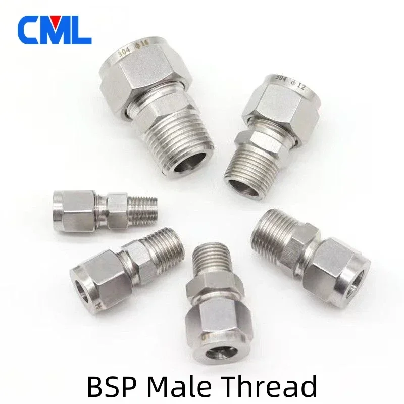 

SS 304 Stainless Steel Double Ferrule Compression Connector 6mm 8mm 10mm 12mm Tube to 1/8" 1/4" 3/8" 1/2" Male BSP Pipe Fittings