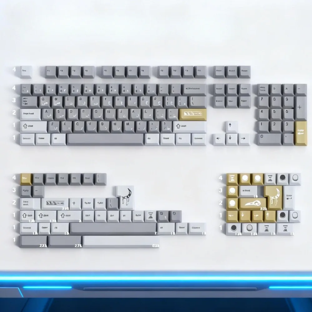 KKB Keycaps Set PBT Cherry Profile  Key Caps for 7U ALICE Mechanical Keyboard Costom Artisan Point Keyboard Caps Accessories