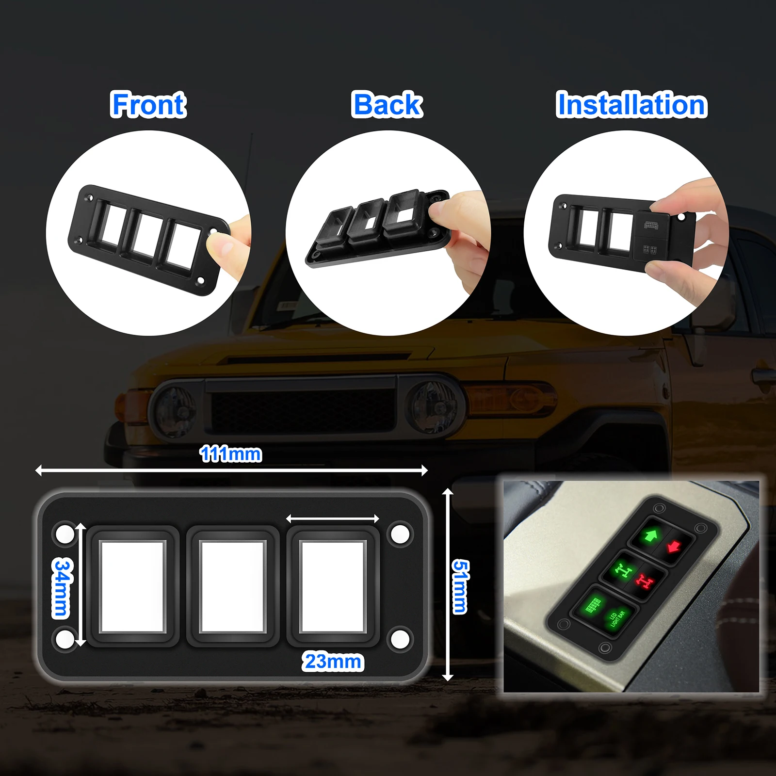 2 / 3 / 4 Gang Push Switch Panel Black Plastic Holder Housing for Toyota LandCruiser 4Runner Prado Hilux Hiace