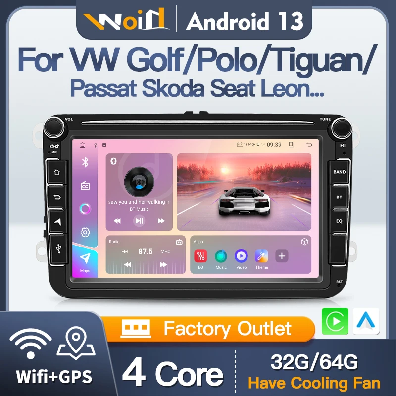 

8 inch Android 13 Car Radio For Volkswagen VW Passat Touran Polo Golf Tiguan Skoda Seat Carplay Multimedia Player GPS Autoradio