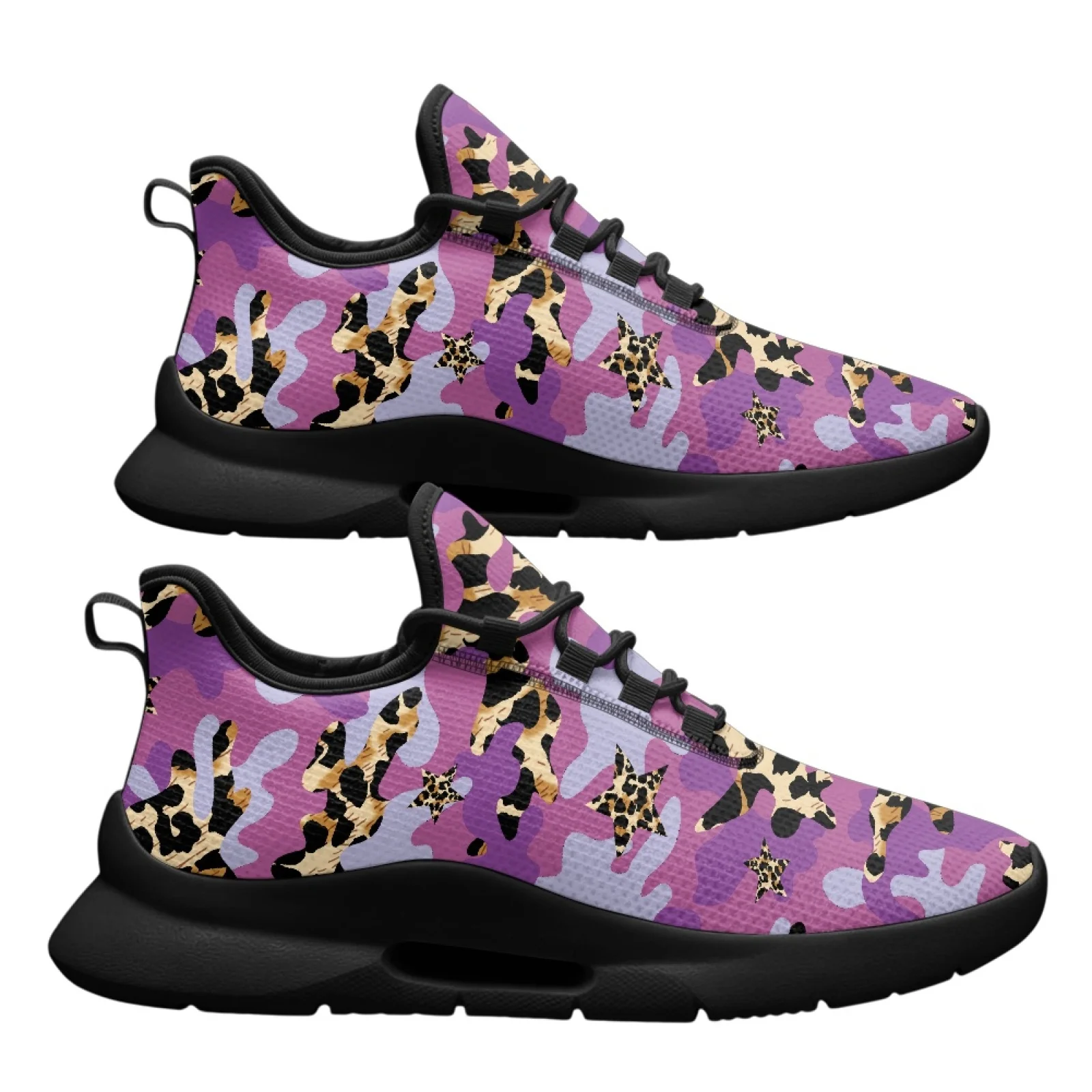 PENSTROLL Mesh & EVA Casual Streetboard Shoes Comfortable Mens Running Shoes for Male Business Purple Leopard Camo