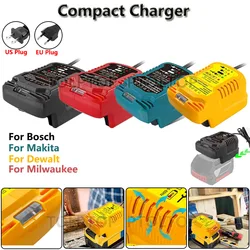 Portable Mini Compact Charger For Makita/Dewalt/Milwaukee/Bosch 18V Li-ion Battery Replace Charger with LED Indicator EU/US Plug