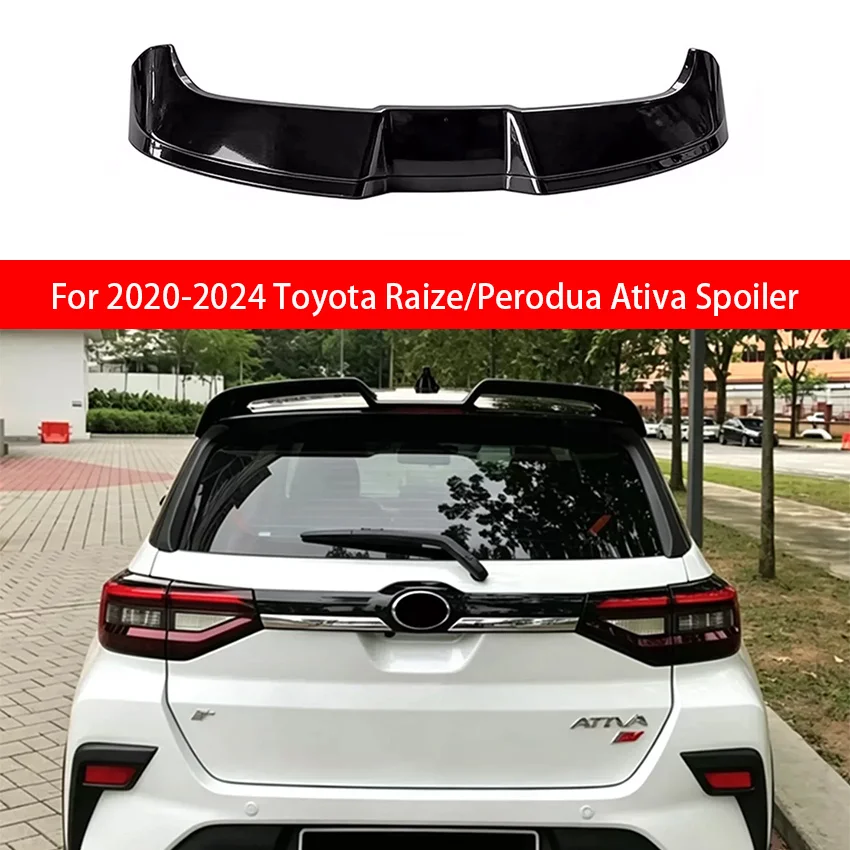 For 2020-2024 Toyota Raize/Perodua Ativa Car Rear Roof Wing Spoiler Glossy Black Body Kit ABS Plastic Exterior Accessories