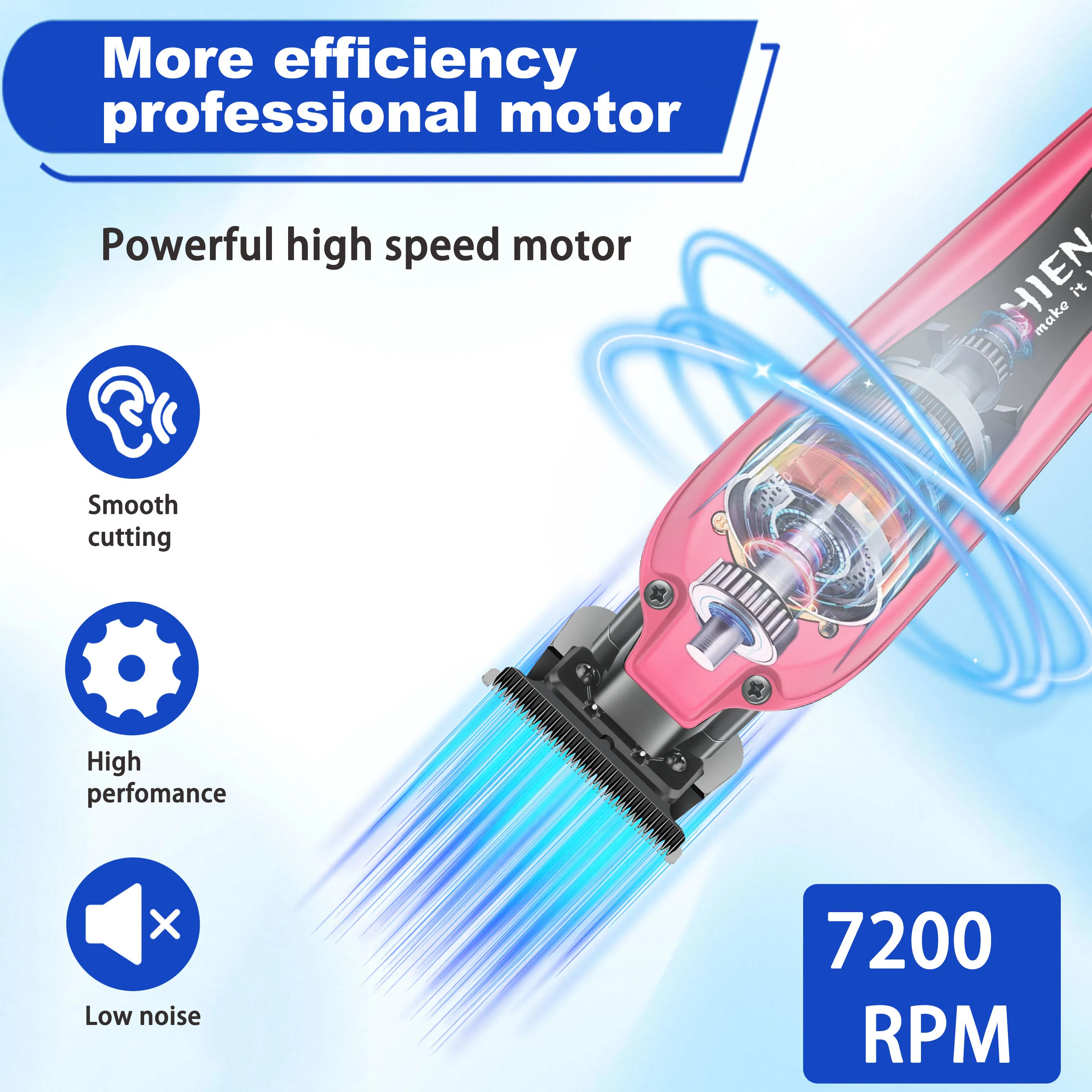 

hiena home appliance electric push clippers long-term battery life, water washing and hair absorption function, high power