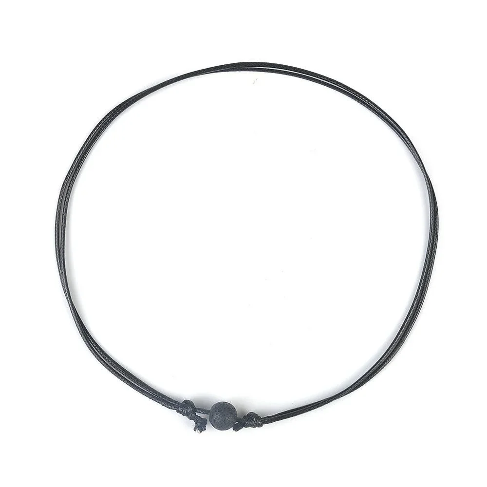 Charm 2024 New Black Lava Stone Necklaces Essential Oil Diffuser Rock Beads Pendant  For Men Women Chokers Jewelry Gift