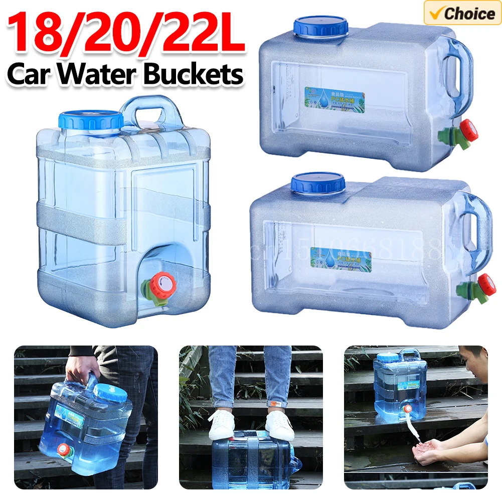 5/10/15/22L Portable Water Bucket Driving Pure Water Tank Water Storage Container with Faucet for Outdoor Camping Cooking Picnic