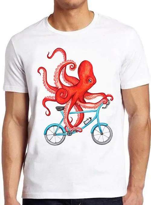 

Octopus On A Bicycle Meme Funny Style Cult Movie Music T Shirt 653