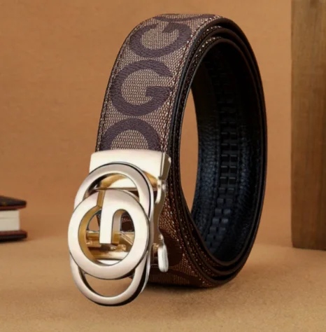 High Quality 3.4cm Leather Men Belt, Metal Buckle Business Strap for Jeans Daily Fashion Accessory