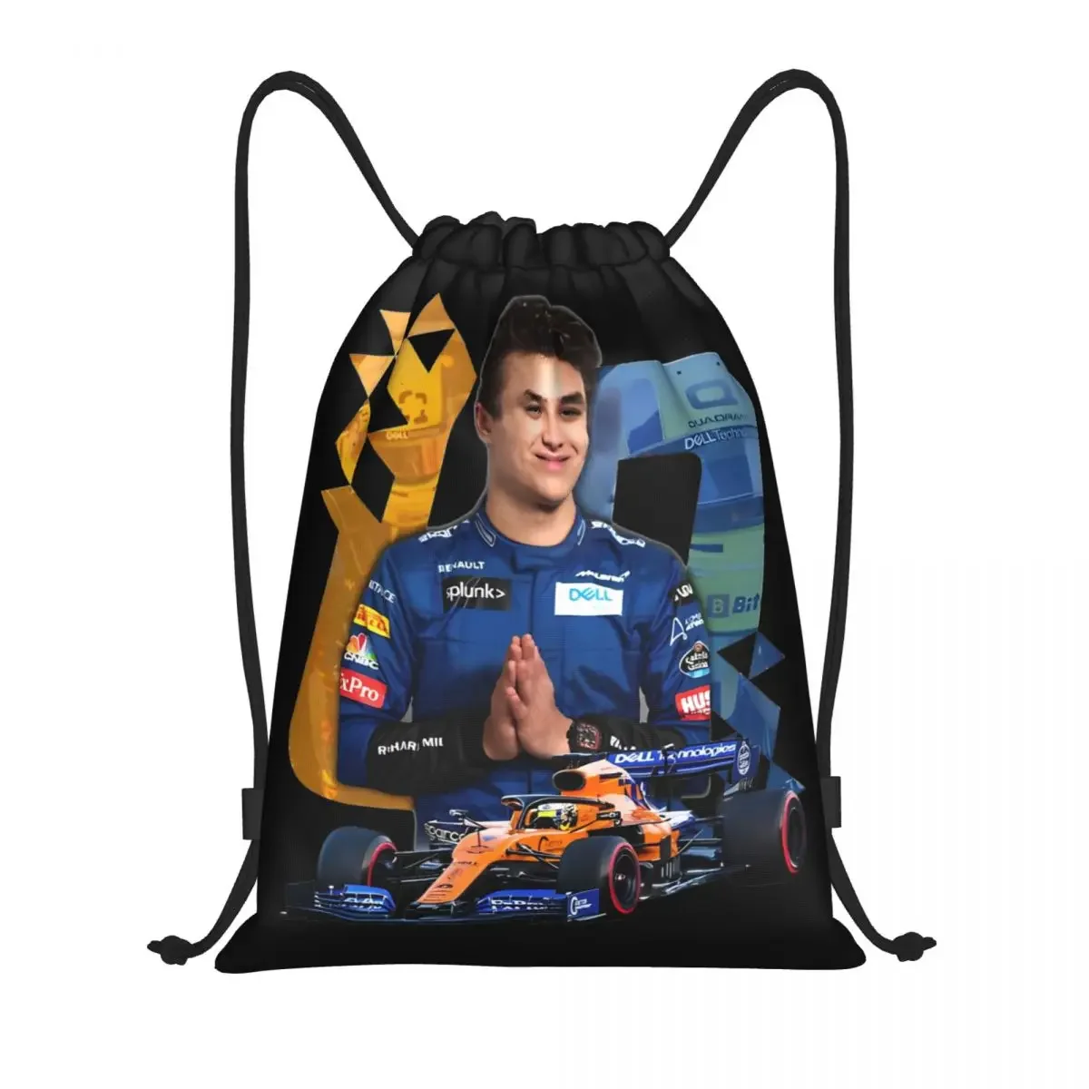 Lando Norris Racing Driver Drawstring Backpack Gym Sports Sackpack Water Resistant Race Car String Bags for Cycling