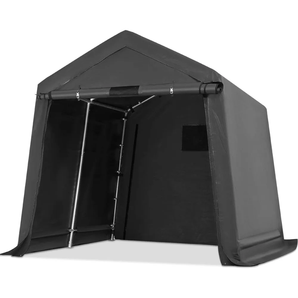 

8x8 ft Storage Tent with 2 Roll up Doors & Vents Outdoor Portable Shelter Shed Garage Tent Carport, Gray