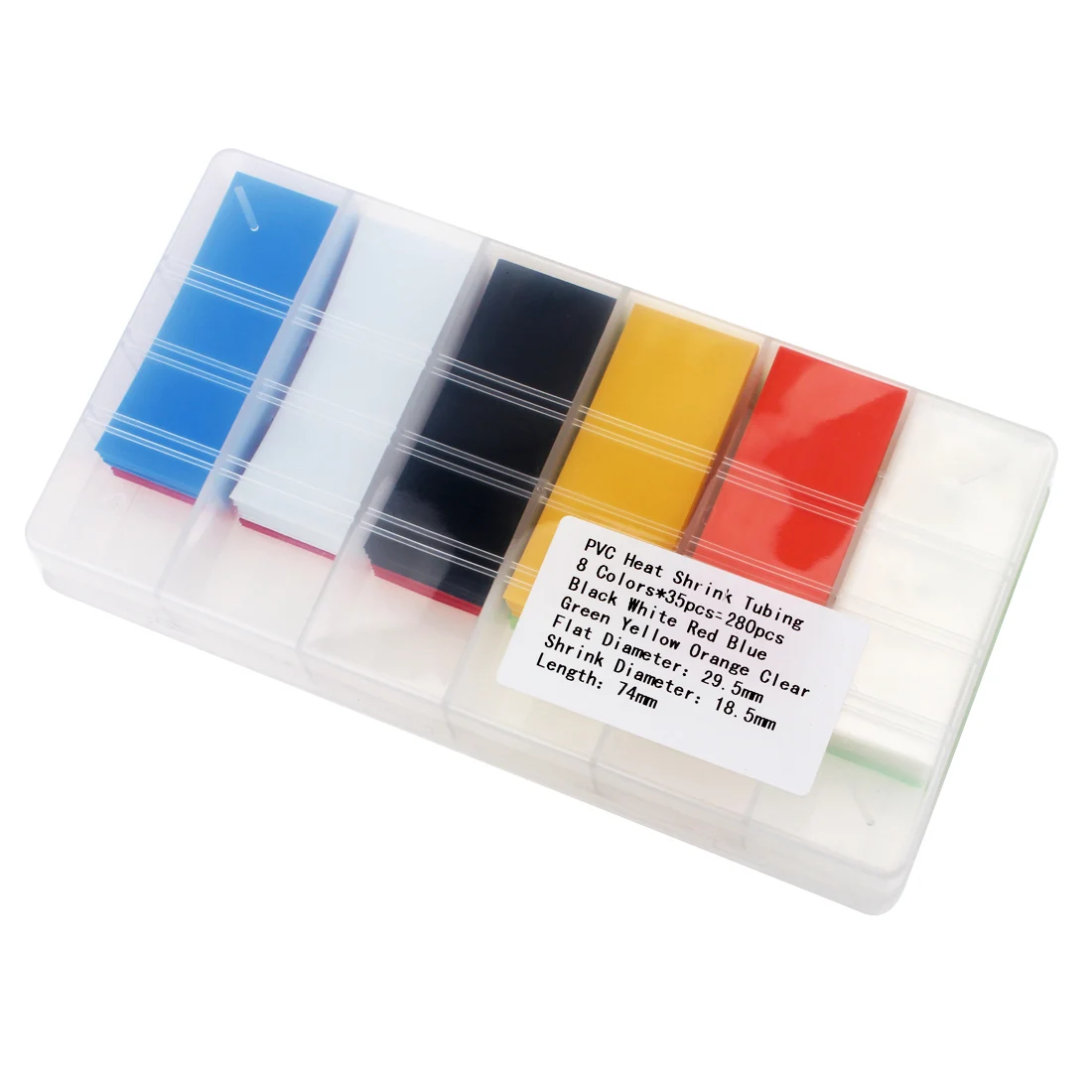 280pcs/set Assorted 8 Color PVC Heat Shrinkable Tubing Wrap for Li-ion 18650 18500 Battery Heat Shrinkable Tube with Box