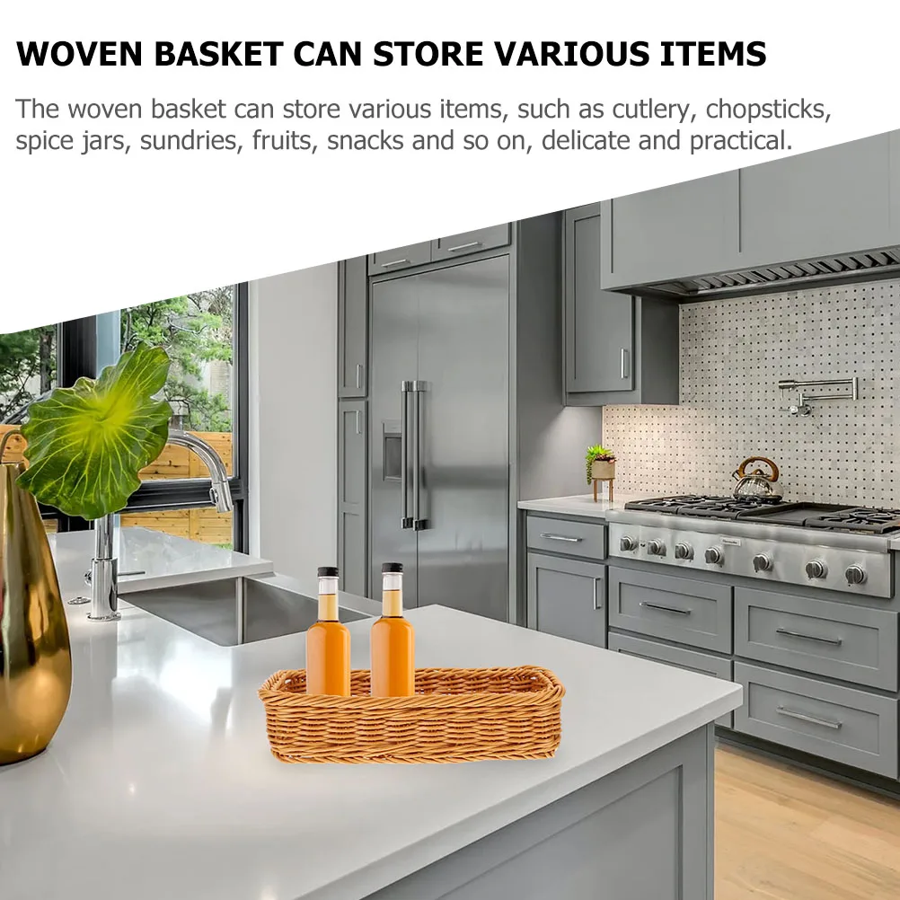 

2pcs Kitchen Basket Cotton Rope Woven Box Cutlery Silverware Organizer Seasoning Jar Plastic Household Storage