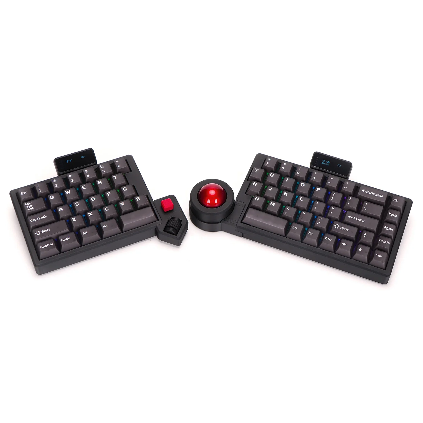 Wireless Dual Mode Split Trackball Keyboard Kit Open Source ZMK Firmware Offsetkey RGB Hot Swap OLED Screen with Rollers