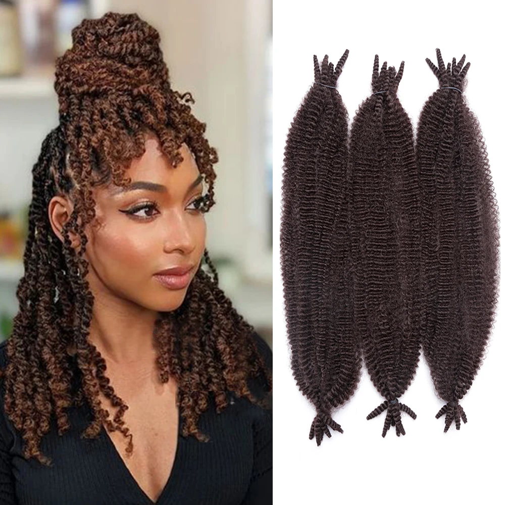 Marley Twist Braiding Hair Spring Afro kinky Twist Crochet  synthetic Hair Bulk Extensions Faux Locs Braid For African Women