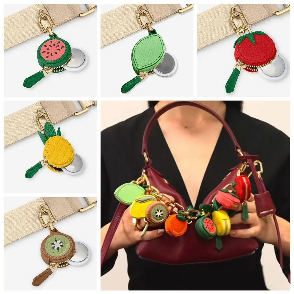 

Portable Cute Fruit Shape Coin Purse Zipper Coin Bag PU Leather Pendant Korean Style Wallet Earphone Bag Female