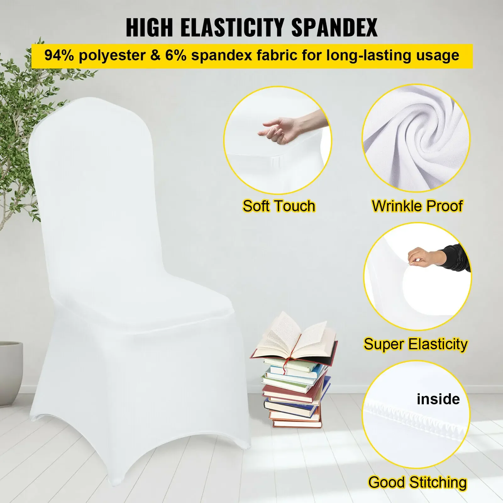 12/30/50/100Pcs Wedding Chair Cover Spandex Stretch Slipcover for Restaurant Banquet Hotel Dining Party White Cover