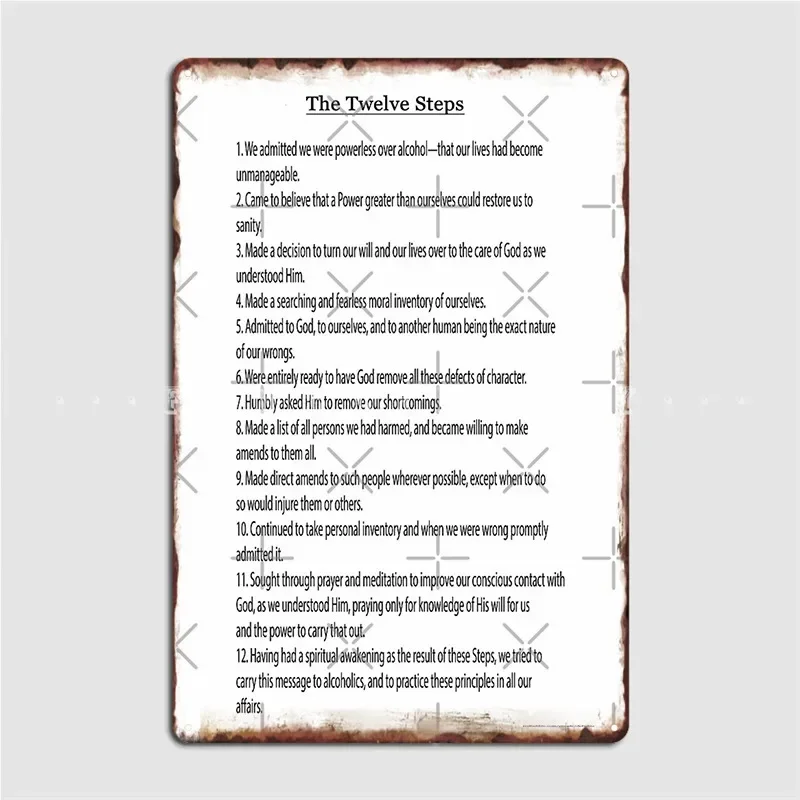 The 12 Steps 12 Traditions Also Available See Link In Artists Notes Below Metal Sign Club Bar Wall Decor Tin Sign Poster