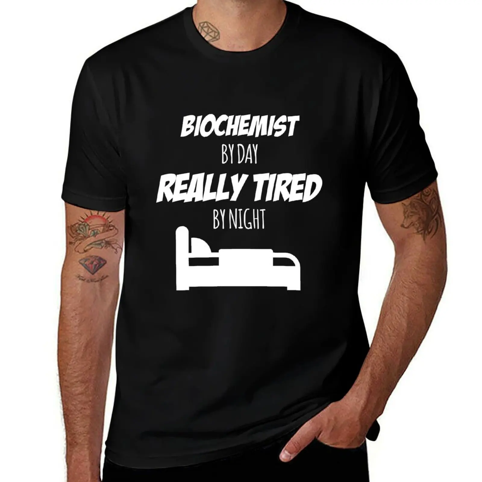 Biochemist Job Fun Gift for every Biochemist Funny Slogan Hobby Work Worker T-Shirt Basic Solid Color Short Sleeve Cotton Top