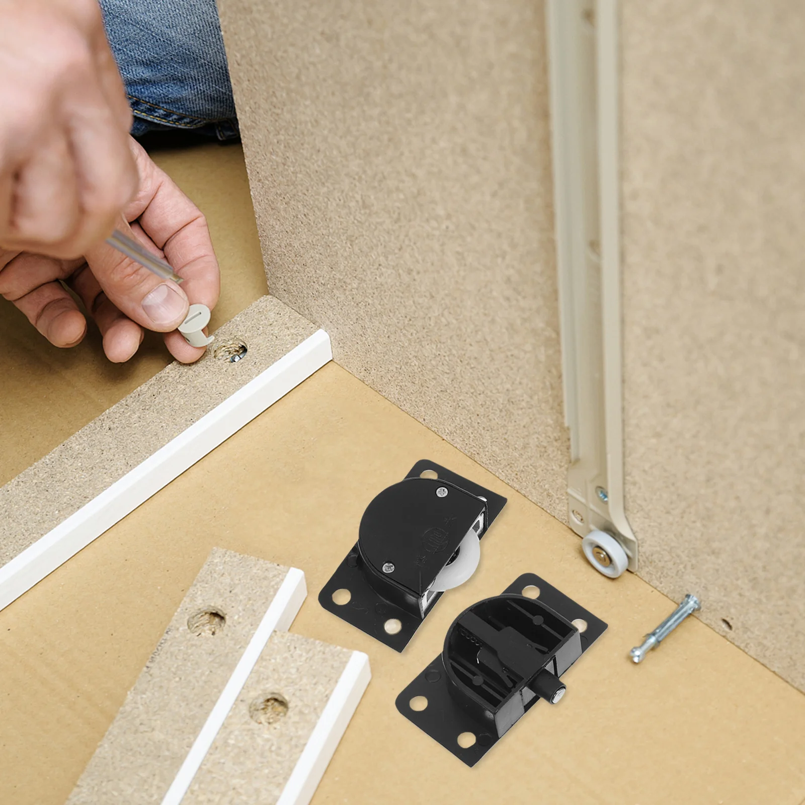 

1 Set Of Sliding Door Rollers Heavy Duty Black Cabinet Wardrobe Wheels Smooth Quiet Operation Replacement Pulley Gliding Screen