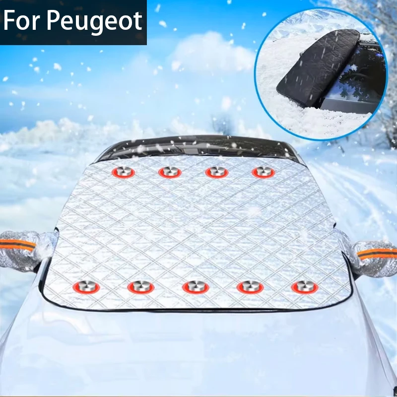 

Car Windshield Sunshade Snow Cover Magnetic Car Snow Shield Mat For Peugeot 208 3008 308 2008 207 107 508 607 106 406 407 307 20