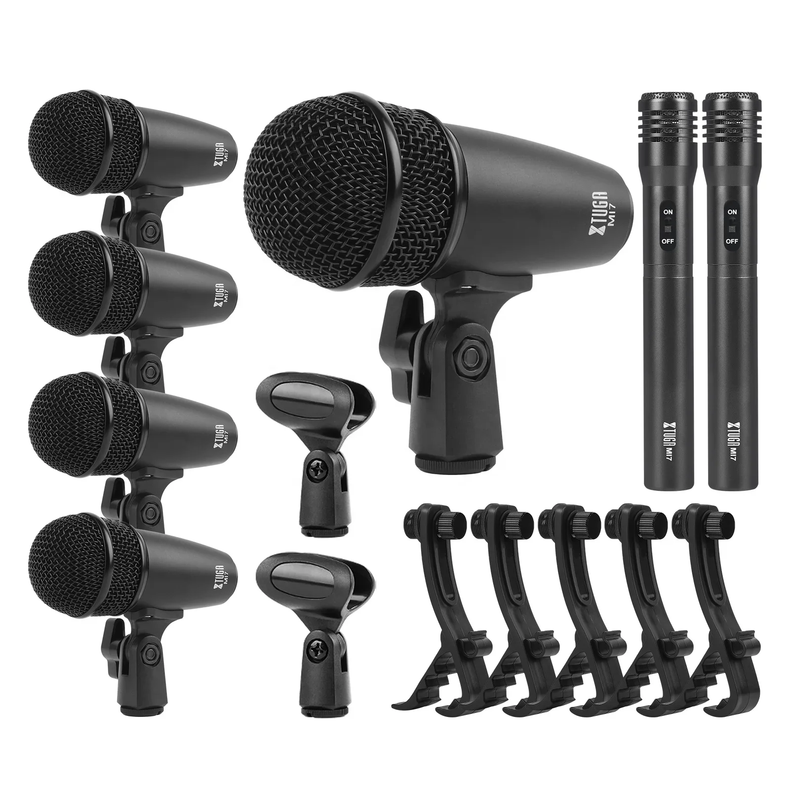 

MI7 Color Box Xtuga Electronic Musical Adjustable Mic Set Instruments Drum Microphone Set